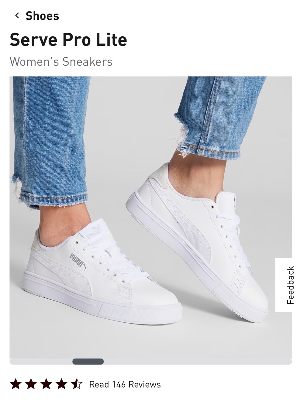 Puma Serve Pro Lite White Sneakers - size 6